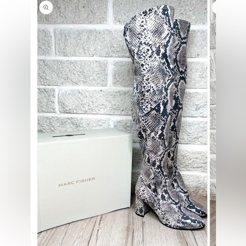 Marc Fisher Snake Print Heeled Boots